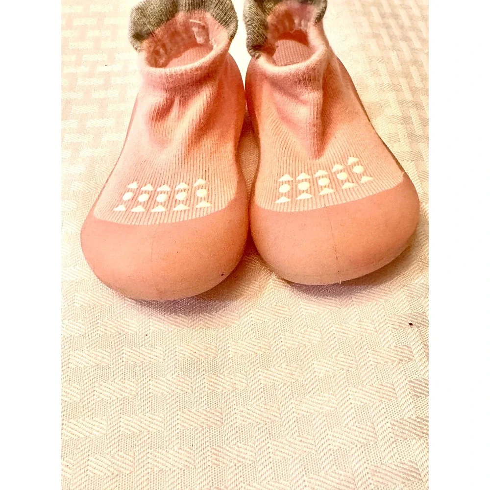 Pink Rubber Sole Baby Shoes Infant First Walkers Soft Knit Sneakers Blush Pink